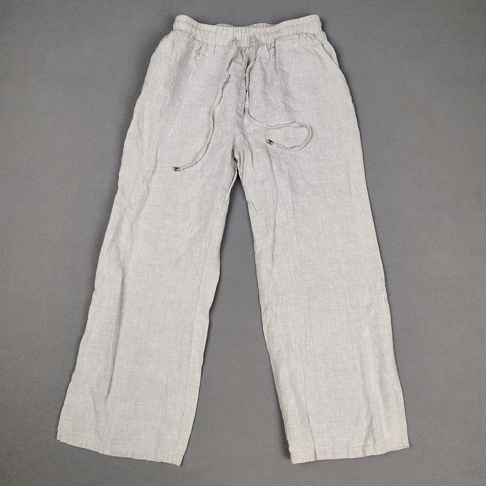 Petal & Pup 100% Linen Wide Leg Pants Khaki Women Medium Casual Cruise Beach